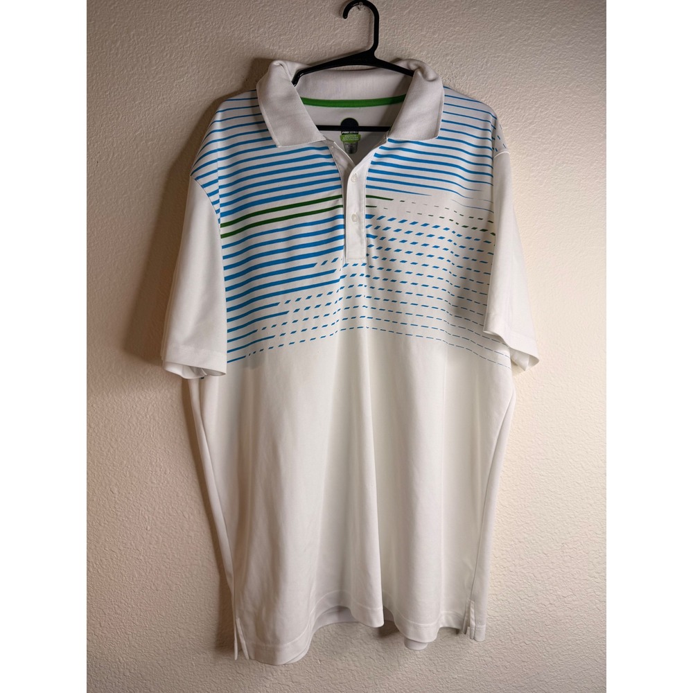 PGA Tour Polo Shirt Mens Golf Athletic Fit Graphic XXL White